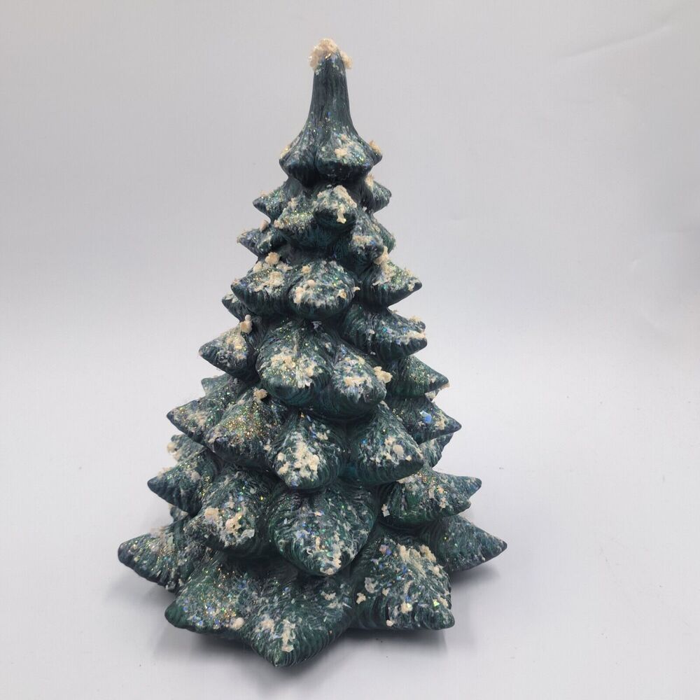 7" Vintage Ceramic Christmas Tree Snow & Glitter Non Lighted